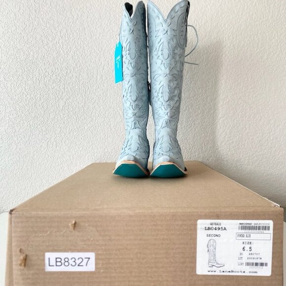 Lane Reverie Womens Cowboy Boots 6.5 Blue Suede Cowgirl Western Knee High Tall - Picture 10 of 11